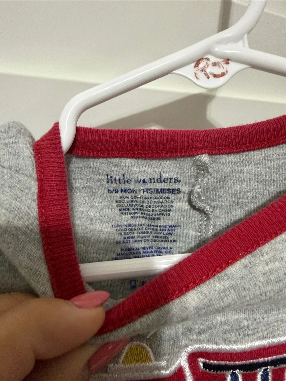 Little Wonders Grey and Red Fire Truck Footie Romper